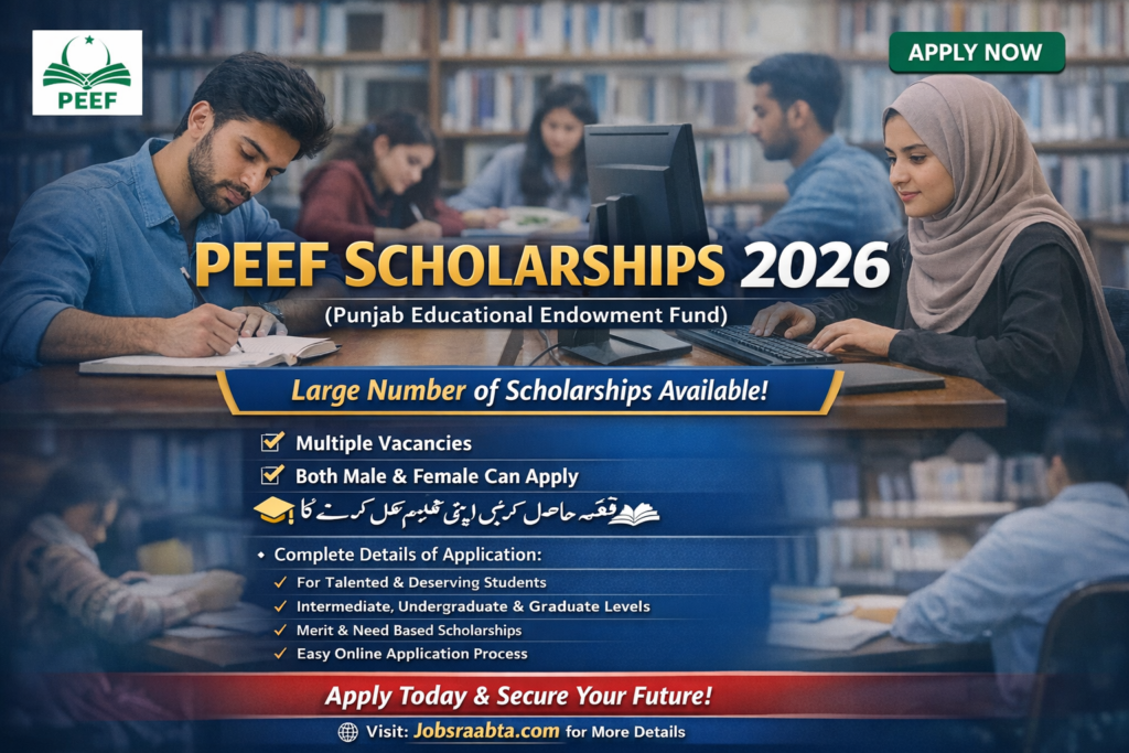 PEEF Scholarships 2026 | Online Apply Now – Punjab Govt Students Financial Aid Program