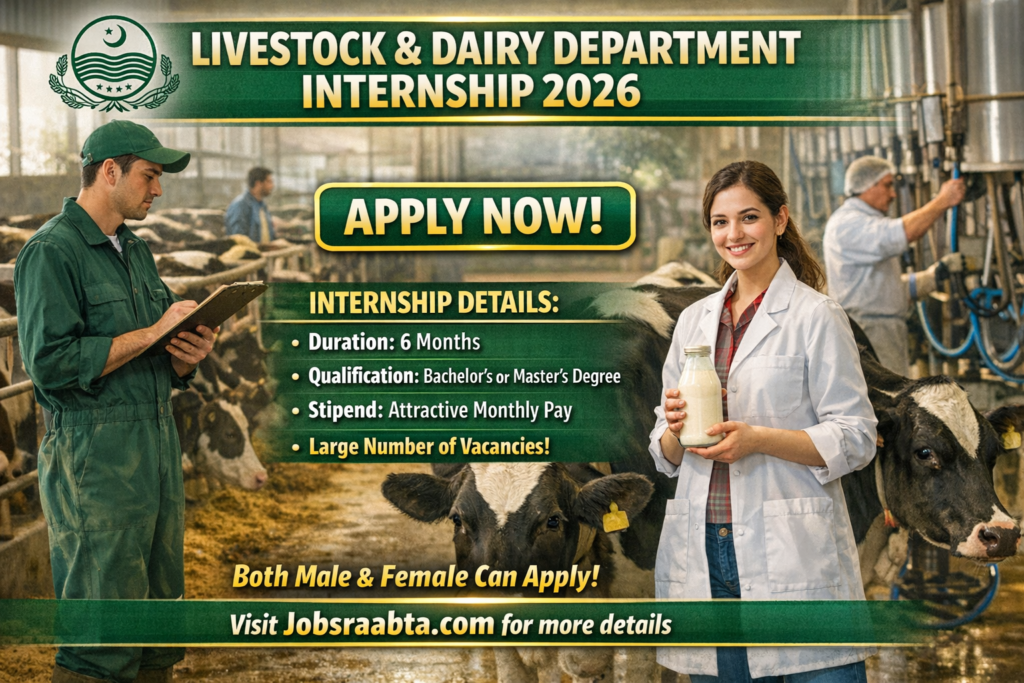Livestock and Dairy Department Internship 2026 - Online Apply Now – Latest Advertisement