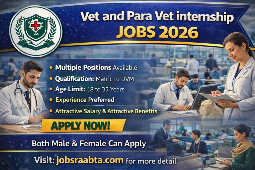 Vet and Para Vet Internship Jobs 2026 – Online Apply Now| Latest Punjab Govt Livestock Department