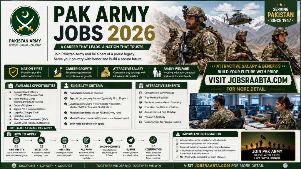 Pak Army Jobs 2026 | Online Apply Now – Latest Advertisement | Pakistan Army Recruitment
